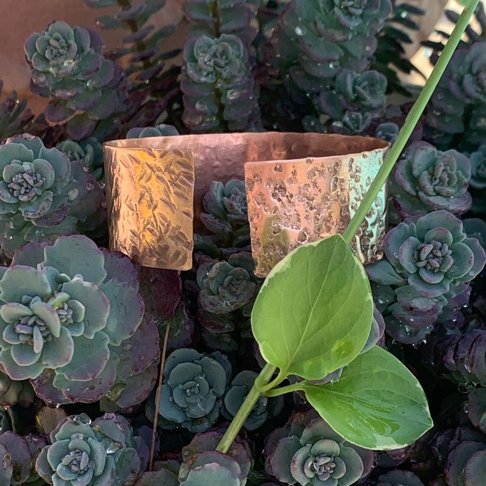 Copper Adjustable Bangle With Hammered Texture - image 2